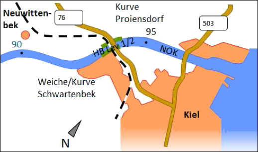 NOK-Abschnitt Schwartenbek - HB Lev 1/2 -Projensdorf