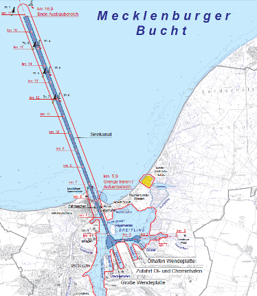 Karte 1 Übersichtskarte Umweltrisikoeinschätzung zum Ausbau Seekanal Rostock