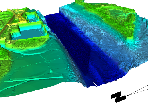 Sedimentfang Wedel im 3D-Modell 2010 in 10-facher Überhöhung