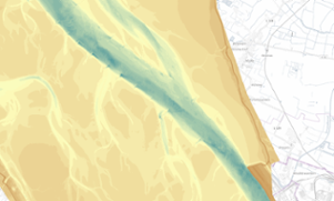 Das Bild zeigt das digitale Geländemodell 2021 der Außenweser / Unterweser bei Bremerhaven Das Bild zeigt das digitale Geländemodell 2021 der Außenweser / Unterweser bei Bremerhaven